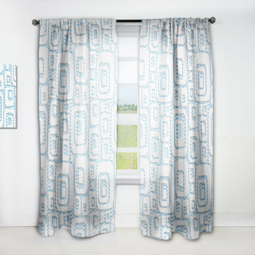 3D White And Blue Pattern I' Mid-Century Modern Curtain 1 Panel Sheer